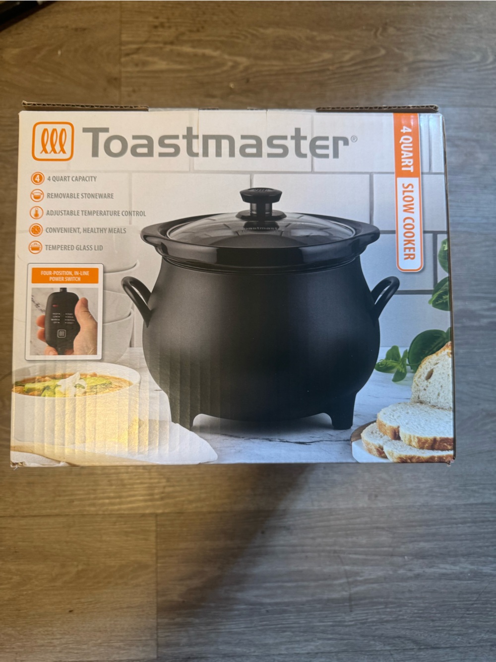 Toastmaster 4 QT Black Cauldron Slow Cooker Removable Crock Glass Lid Halloween